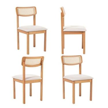 Imagem de Kit 4 Cadeiras com Encosto Tela Assento Estofado Florença - Casa e Jar