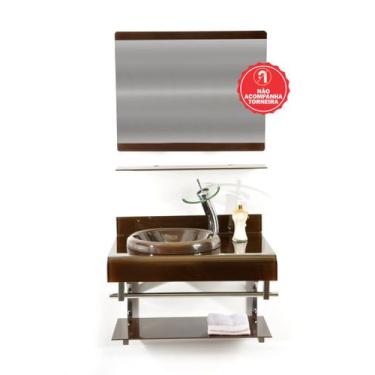 Imagem de Gabinete de Vidro 70cm para Banheiro Espanha - EKASA, Marrom