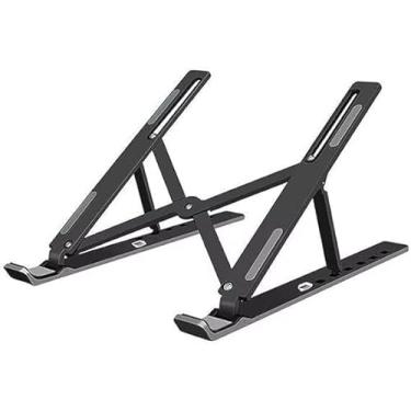 Imagem de Suporte universal dobrável para laptop – Suporte de base de resfriamento antiderrapante ajustável para escritório em casa, viagens e estudos, serve para MacBook, laptop, tablet e telefone (preto