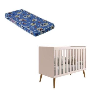 Imagem de Berço Americano Isis Rosa Acetinado Com Colchão Ortobom - Reller - REL