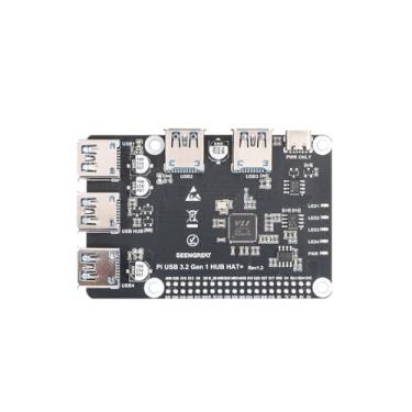 Imagem de HUB HAT+ USB 3.2 Gen1 para Raspberry Pi, placa de expansão USB 3.0 de 4 portas com fonte de alimentação tipo C, EEPROM integrada, adaptador de hub USB Plug & Play compatível com dispositivos USB 2.0