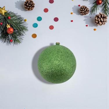 Imagem de Generic 1 peça de enfeites de bolas de Natal bola de Natal sem laço de plástico glitter verde 8 cm