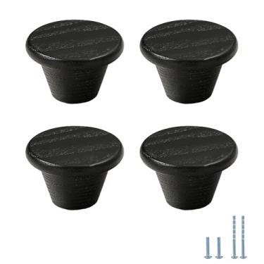 Imagem de Evionlin 8 puxadores de gaveta de madeira ASH pretos de 4 cm puxadores de armário de madeira para puxadores de cômoda de cozinha ou quarto