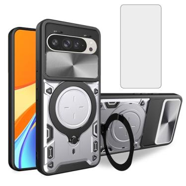 Imagem de Asuwish Capa de celular para Google Pixel 9/9 Pro/10/10 Pro 5G Slide Camera Magnetic Cover com protetor de tela e suporte de anel híbrido celular Pixel9 9Pro/Pixel10 10Pro Nove Dez mulheres homens