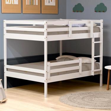 Imagem de Beliche Casal Casal Dreams Com Grade De Proteção Madeira Maciça Branco Megamobilia