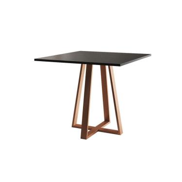 Imagem de Mesa De Jantar Mônaco 90cm Preta Base Cobre - Cor: Preto