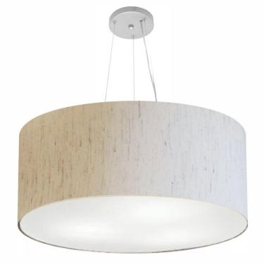 Imagem de Lustre Pendente Cilíndrico Vivare Md-4150 Cúpula Em Tecido 70x21cm - Bivolt Linho Bege 127/220v