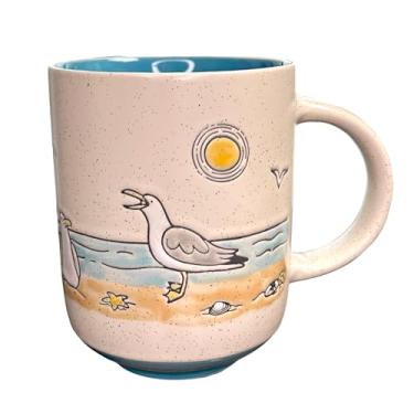 Imagem de Caneca de praia de cerâmica à beira-mar de 425 g para amantes de café, caneca de chá e café fofa presente para mulheres e homens, lavável na máquina de lavar louça, micro-ondas, novidade copo de