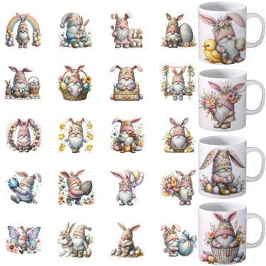 Imagem de Envoltório de copo UV DTF - 24 folhas Coelhinho da Páscoa UV DTF Envelopes para caneca Feliz Dia das Mães Decalques Uvdtf à prova d'água para transferência de flores de primavera para copos de vidro