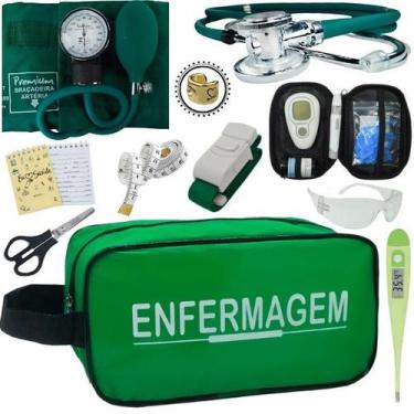 Imagem de Kit Enfermagem Aparelho de Pressão Estetoscópio Medidor Glicose Premiu