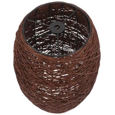 Imagem de Rustic Rattan Woven Lampshade for Hanging Lamp Handwoven Retro Lamp Cover with Fine Workmanship Metal Frame Easy Installation for Home Bedroom Study and Hotel Decor
