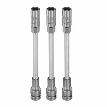 Imagem de HARFINGTON 3 peças soquete de impacto de 6 pontos de parede fina profunda 12 mm soquete de 12 mm métrico extralongo CR-V soquete sextavado de eixo de aço CR-V para reparo de porcas de eixo de máquina