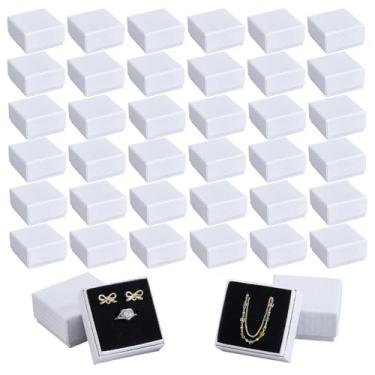 Imagem de DICOSMETIC 100 caixas de presente para joias, 5 x 5 x 3 cm, caixas de presente de papelão, papel, colar, caixa de joias, textura de losango, branca, para brincos, pingentes, colares, pulseiras