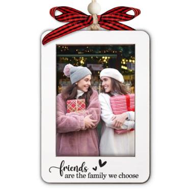 Imagem de Ornamento para porta-retrato 2025 para amigos - Friends Are The Family We Choose Ornamento - Enfeites para amigos - Presentes de amizade para grandes grupos - Ornamentos Polaroid para árvore de Natal