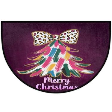 Imagem de Tapete de porta meio redondo, arco, árvore de Natal, antiderrapante, absorvente, semicírculo, tapetes laváveis, meia lua, tapetes para interior, pátio, cozinha, banheiro, entrada, lareira, decoração