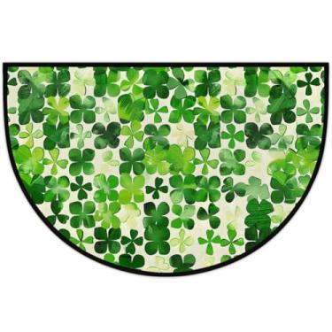 Imagem de Tapete de porta meio redondo, dia de São Patrício, antiderrapante, absorvente, semicírculo, tapetes laváveis, meia lua, tapetes para ambientes internos, pátio, cozinha, banheiro, entrada, lareira