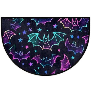 Imagem de Tapete de porta meio redondo para Halloween, colorido, antiderrapante, absorvente, semicírculo, tapetes laváveis, meia lua, tapetes para ambientes internos, pátio, cozinha, banheiro, entrada, lareira