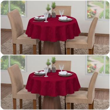 Imagem de 2 Toalhas De Mesa Jacquard 4 Lugares Luxo Redonda Cozinha Sala Jantar 