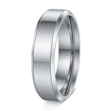 Imagem de Udolfly Alianças de casamento para homens mulheres 4 mm 6 mm 8 mm anéis de titânio altamente polido ouro/preto/prata anéis de compromisso para ele ela, 8, Metal, Sem pedra preciosa