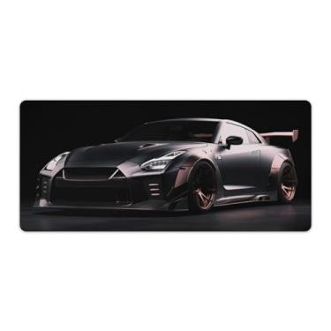 Imagem de Carro esportivo clássico R35 preto guerreiro JDM mesa tapete de mouse pad antiderrapante grande material de escritório tapete de mesa de borracha impermeável almofada de escrita para escritório jogo