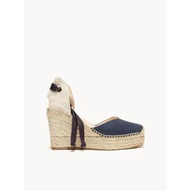 Imagem de Sandália Anabela Alta Romero Camurça Marinho - Alhamas, Azul marinho, 