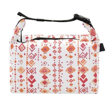 Imagem de STAYTOP Lancheira com padrão de bordado laranja com fivela de alça, lancheira isolada para meninos e meninas, lancheira térmica para trabalho escolar