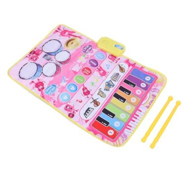 Imagem de Cryfokt Brinquedo Musical para Piano e Bateria Infantil, 2 Em 1, Material Plástico Robusto, Controle de Volume, Adequado para Educação Musical Infantil, 80 X 50 Cm (Rosa)