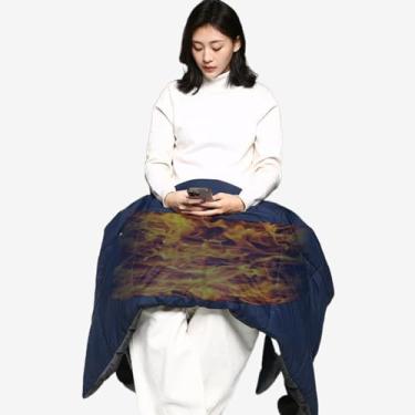 Imagem de Cobertor aquecido elétrico (54,3 x 48 polegadas), aquecedor de corpo aquecido por USB, cobertor de aquecimento quente, aquecimento de conexão de banco de potência- Blue