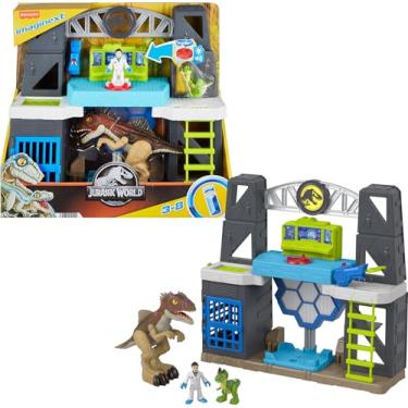 Imagem de Fisher-Price Imaginext Mundo Jurássico Brinquedos Dinossauros Digitalização e Brilho Conjunto de Dinossauros com Luzes e Sons, para crianças a partir de 3 anos