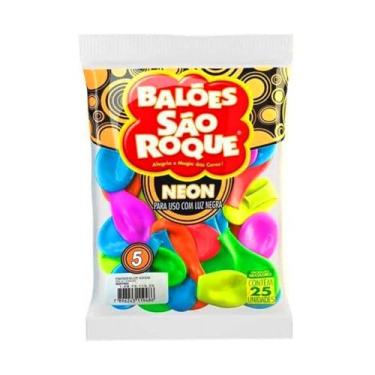 Imagem de Kit 6X Balão São Roque Neon 25 Unidades