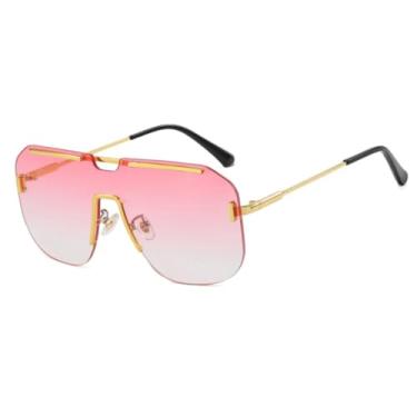 Imagem de HCPIHF Óculos de sol grandes femininos, fashion, com lentes degradê, peça única, masculino, UV400, retrô, para áreas externas (90028-C1)