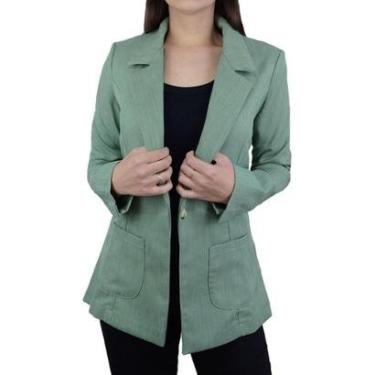 Imagem de Blazer Feminino Parado no Ar Linho Verde - 72113-Feminino