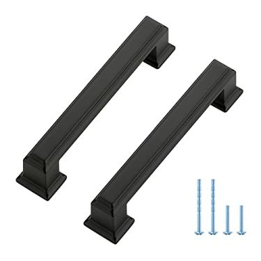 Imagem de Ravinte Hardware Pacote com 25 puxadores de armário pretos foscos, puxadores de gaveta de liga de zinco central de orifício de 3-3/4 polegadas (96 mm) para armários de cozinha, armários, cômodas