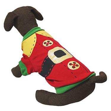 Imagem de Petitebella Pet Supply Camiseta vermelha de algodão Papai Noel vestido de Natal para cachorro (grande)