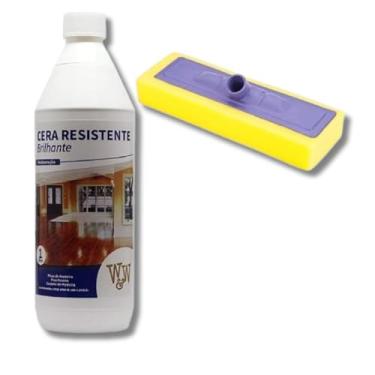 Imagem de Cera Piso Madeira Brilhante Resistente 1L W&w + Aplicador