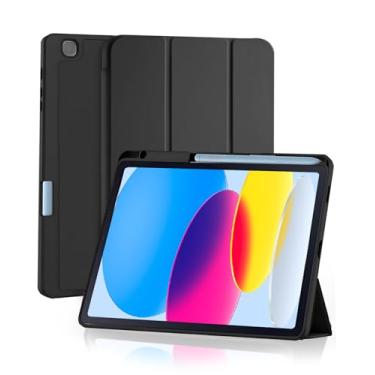 Imagem de Capa para Samsung Galaxy Tab S6 Lite 10.4 Polegadas 2024/2022/2020 com Suporte para Pencil Parte Traseira em TPU Macio função de ativação/desativação automática, Preto