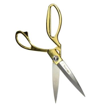 Imagem de Tesoura Inox Profissional Artesanato Alfaiataria Costura 10,5" Dourada