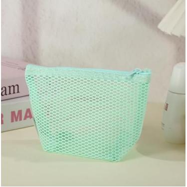 Imagem de Bolsa de armazenamento triangular de grande capacidade, pequenos sacos de malha com zíper, organizador de acessórios para chaveiro de perfume de batom