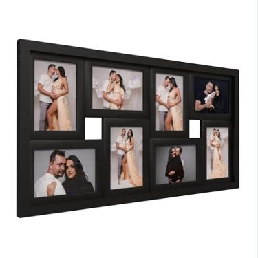Imagem de Quadro Decorativo Porta-Retrato 8 Fotos 10x15cm – Moldura de Madeira para Parede, Escolha a Cor, Exposição Vertical ou Horizonta(Moldura Preta)