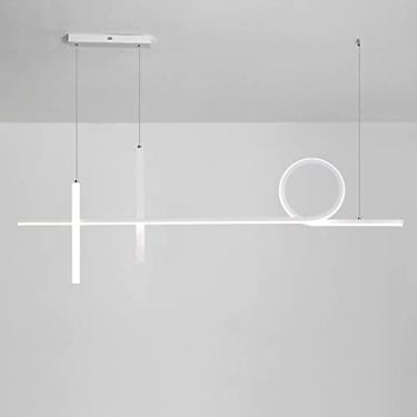 Imagem de Luminária pendente linear tubular longa, lustre ultrafino com tiras de metal, luminária suspensa moderna de LED de 40W, luminárias decorativas para restaurantes, luminárias de ilha nórdicas