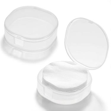 Imagem de QfwdfcTrenz 2 peças de suporte quadrado de algodão de plástico para viagem portátil e selado para removedor de maquiagem, bola de algodão, branco