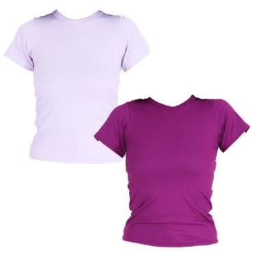 Imagem de Kit 2 Blusas Femininas Manga Curta Ribana - Click Mais Bonita, Lilás