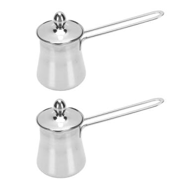 Imagem de Luocute Cafeteira Turca, 2 Peças de Aço Inoxidável de 15 Onças para Aquecer Manteiga de Leite, Panela para Derreter Chocolate No Fogão, para café Turco árabe Grego, chá Gelado,