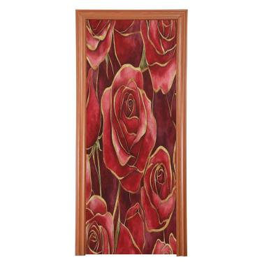 Imagem de ATTX Capa de porta frontal padrão Fllowers - Tecido elástico lavável decoração de férias para festas, casa, decoração de porta da frente, 36 x 98 polegadas (438)