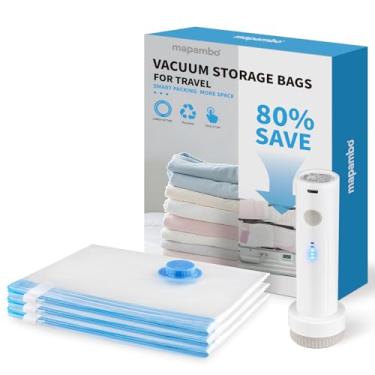 Imagem de Pacote com 3 sacos de vácuo reutilizáveis atualizados com bombas, resolvendo sua ansiedade sobre o volume excessivo de viagens