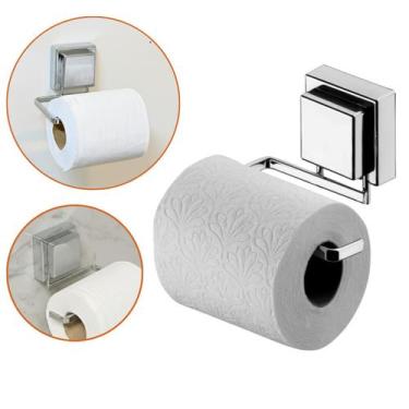 Imagem de Suporte Porta Papel Higiênico Banheiro Ventosa Cromado - Future