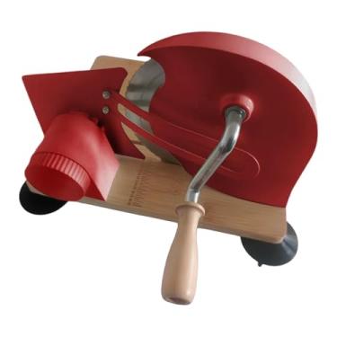 Imagem de Baoblaze Fatiador de pão manual com base dobrável e espessura ajustável, escala de medidas e ventosas para pão de fermentação caseiro, Vermelho