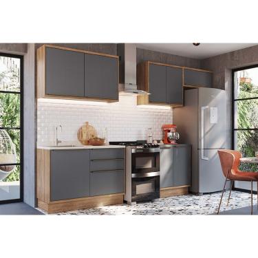 Imagem de Kit Cozinha Completa 6 Peças Versalis (3Aéreos+2Balcões+1Complemento) C6P161 Freijo/Grafite - Herval