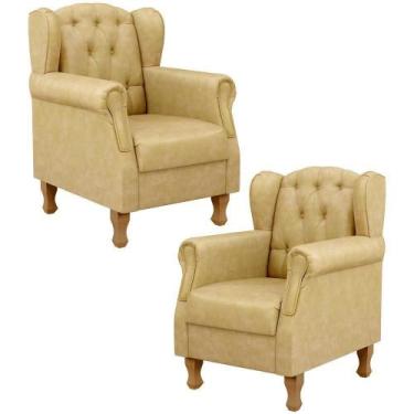 Imagem de Kit 02 Poltronas Decorativas Para Sala De Estar Yara P02 material sint