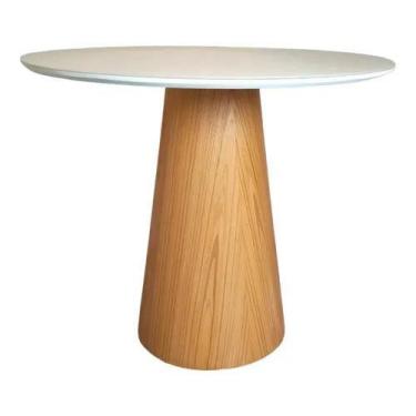 Imagem de Mesa de centro redonda laca branca 0,60cm base cone - O REI DAS POLTRO